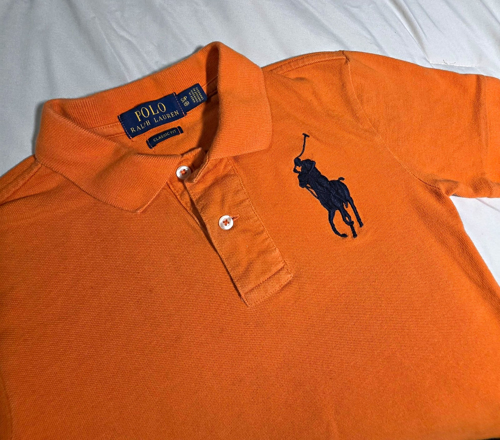 Polo Ralph Lauren Big Pony Classic Fit Orange Cotton Knit Polo Shirt Boy’s S